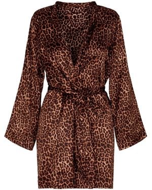 Hunkemöller Leopard Satin Kimono - Brown