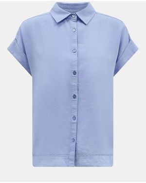 Accessorize Lace Trim Linen Shirt - Blue
