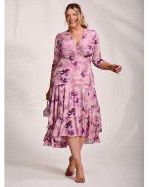 Jolie Moi Mesh Wrap Midi Dress - Pink