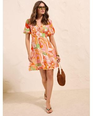Friends Like These Tie Front Short Sleeve Mini Dress - Orange