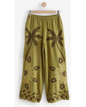 Next Wide-Leg-Hose Mit Leineneu 44 Petite (Uk 16 P) - Grün