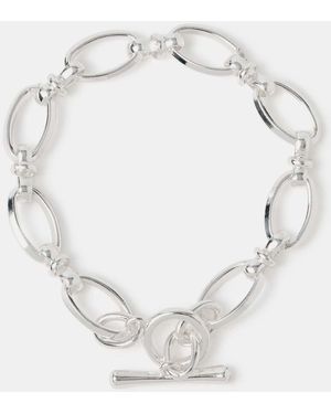 Accessorize 925 Sterling Knot Chain T-Bar Bracelet - White