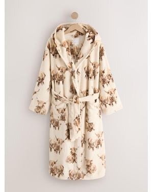 Next Ecru Hamish The Highland Cow Cozy Dressing Gown - Natural