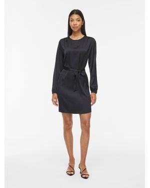 Vila Satin Tie Belt Mini Dress - Blue