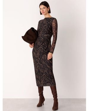 Whistles Abstract Zebra Mesh Dress - Black