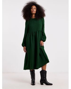 Simply Be Textured Pocket Midi Dress - Green