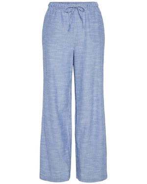 Pieces High Waist Wide Leg Pants - Blue
