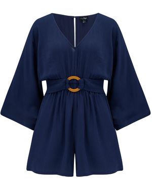 Pour Moi Crinkle O Ring Beach Playsuiteu 46 (Uk 18) - Blau