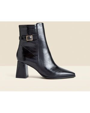 Sosandar Block Heel Ankle Boots With Buckle Trim - Blue