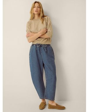 Monsoon Katja Drawstring Pinstripe Barrel Jeans - Blue