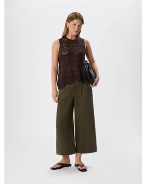 Whistles Elasticated Linen Crop Pants - Green