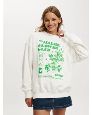 Cotton On Classic Graphic Print Crew Sweatshirt - Green