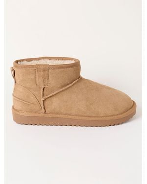 FatFace Fatface Maeve Tan Suede Mini Boot Slipper - Natural