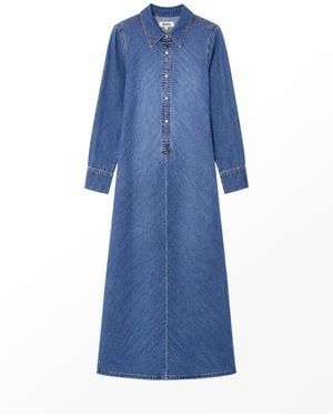 Ro & Zo Denim Bias Shirt Dress - Blue