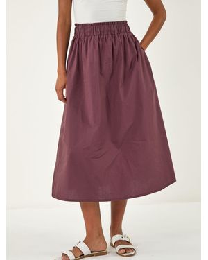 Roman Cotton Poplin Midi Skirt - Red