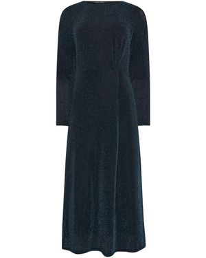 M Com Metallic Twist Front Midi Dress - Blau