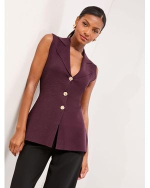 Lipsy Collared V-Neck Sleeveless Knit Waistcoat - Purple