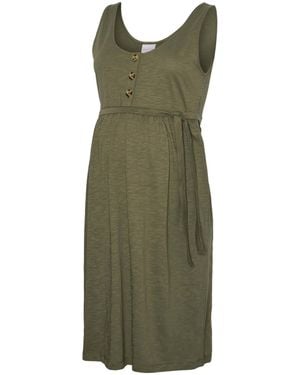 Mama.licious Maternity And Nursing Jersey Knee Length Dress - Green