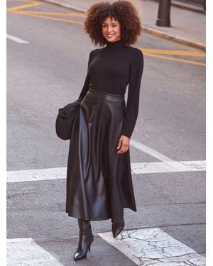Sosandar Faux Leather Midaxi Skirt - Gray