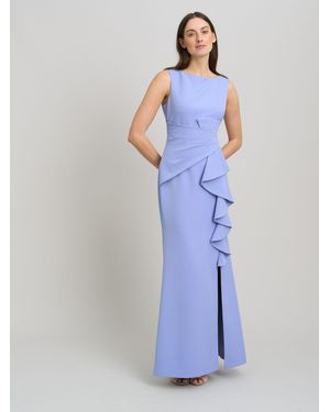 Gina Bacconi Clio Draped Ruffle Detail Maxi Dress - Blue