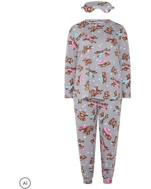 Yours Curve Highland Cow Soft Touch Pyjamas Set - White