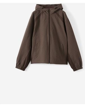 Cotton On Chocolate Check Hooded Spray Zipped Jacket - Brown
