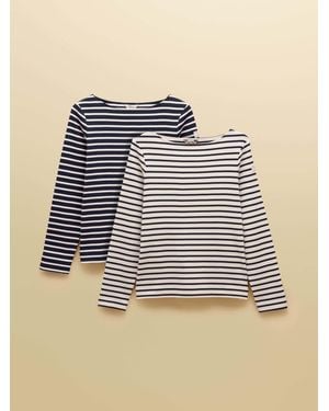 Joules Harbour & Creme Striped Boat Neck Breton Tops (2 Pack) - Blue