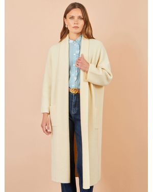 Yumi' Knitted Maxi Cardigan With Pockets - Natural