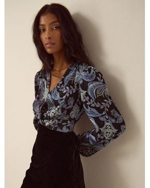 Monsoon Claudia Floral Devoré Midi Dress - Black