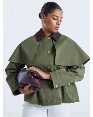 Simply Be Cord Collar Cape Raincoat - Green