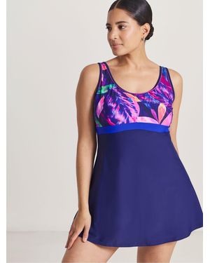 JD Williams Beach To Beach Swimdress With Hidden Swim Shorts - Blue