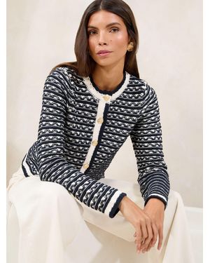 Lipsy Buttoned Crew Neck Knit Cardigan - Multicolour