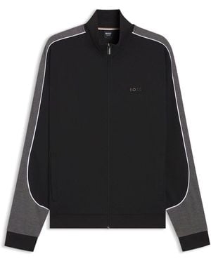BOSS Logo Zip Through Sweatshirt - Black