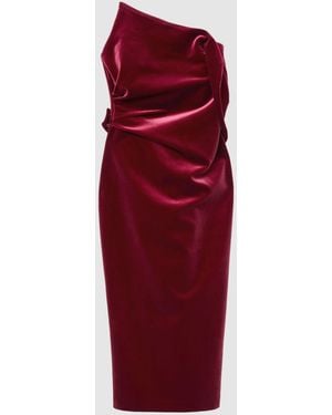Reiss Velvet Structured Strapless Midi Dress