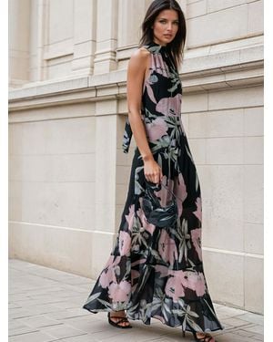 Religion Anja Halterneck Maxi Dress With Sash Neck Tie - White