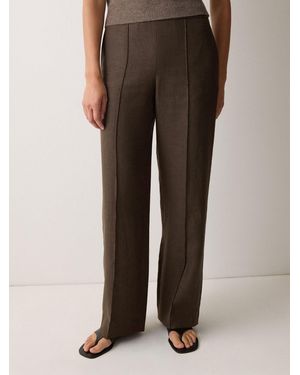 Jigsaw Irish Linen Palazzo Trousers - Brown