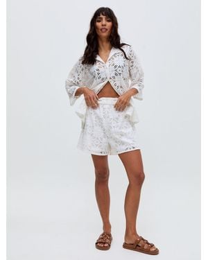 Raffya Shelli All Over Broderie Anglaise Shorts In - White