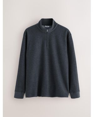 Next Long Sleeve Quarter Zip T-Shirt - Blue