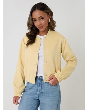 Threadbare Faux Suede Bomber Jacket - Blue
