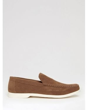Threadbare Faux Suede Slip On Loafers - Brown