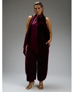 Live Unlimited Plum Velvet Balloon Pants - Black