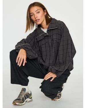 Anthropologie Check Bomber Jacket - Gray