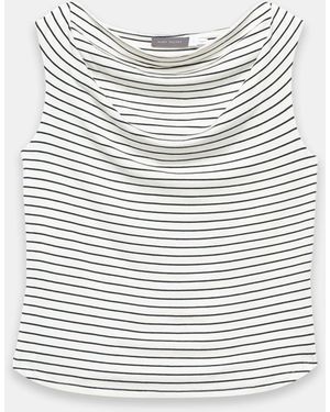 Mint Velvet Stripe Cowl Neck Top - White