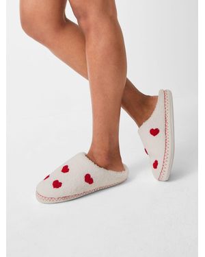 Accessorize Heart Teddy Mule Slippers - White