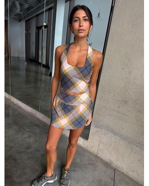 Never Fully Dressed Check Tartan Sports Skort - Gray