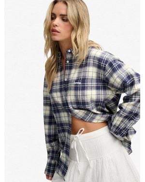 Superdry Check Flannel Relaxed Shirt - Blue