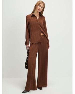 River Island Striped Crinkle Shirt - Brown