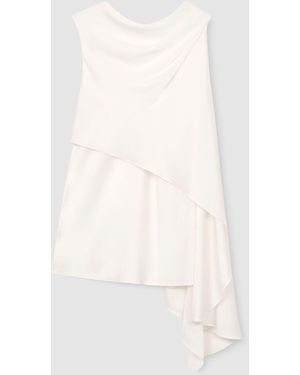 Reiss Silk-Blend Draped Sleeveless Top - White