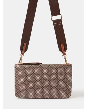 Accessorize Geometric Print Cross-Body Bag - Brown