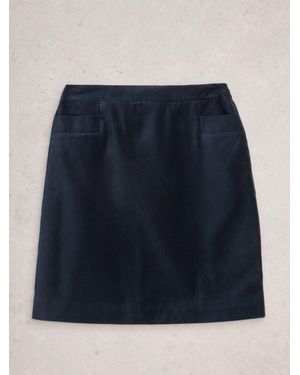 White Stuff Coral Velvet Skirt - Blue